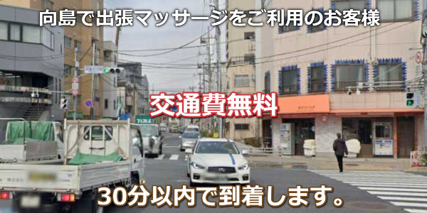 向島・東向島で出張マッサージは、いかがでしょうか。向島エリアは交通費無料、向島の街並み